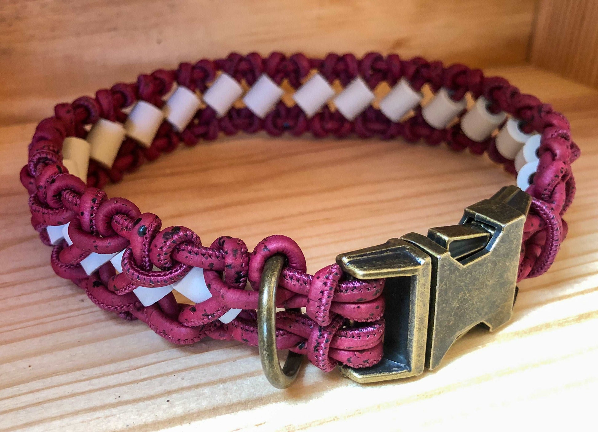 Wide EM Bead and Cork Dog Collar