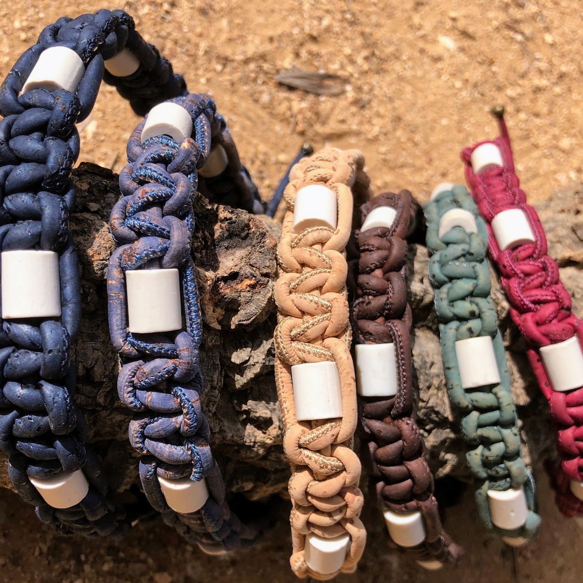 Natural Anti tick Dog collar, made from Cork cord and effective microorganisms in a bead